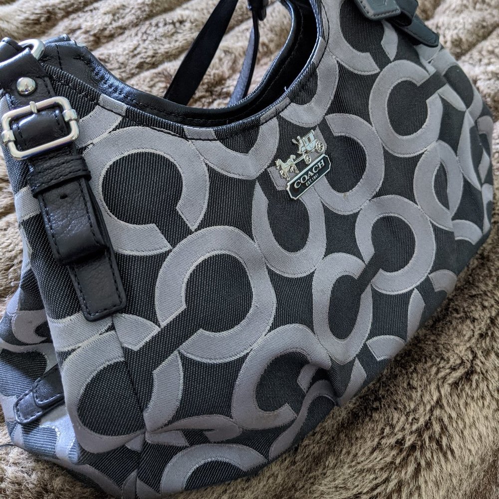 Coach Madison OP Art Metallic Outline Maggie Bag